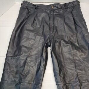 RAGE Black Leather Riding Pants Mens 34x30.5 Straight Genuine Biker Vintage 80's